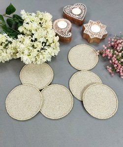 Sous-verre brodé perlé de qualité supérieure avec un design artisanal artistique pour table basse, salle à manger et décoration intérieure à prix avantageux - Product Image 6