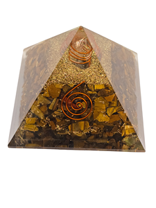 Crystal <b>Pyramid</b> for Positive Energy, Copper Layer Crystal <b>Orgonite</b> Tiger Eye Reiki <b>Pyramid</b> with Charge Crystal Point for Healing - Product Image 3