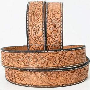 Vintage Floral Carving Brown <b>Cowboy</b> <b>Belt</b> Men's Western Leather tooling <b>Belt</b> with designer brass <b>Buckle</b> tooled leather <b>belt</b> - Product Image 3