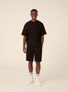 Men's Black Regular Fit Heavyweight Yarn Dyed Short Sleeve O-Neck T-Shirt Casual <b>Plain</b> Cotton Jersey <b>Tee</b> - Product Image 2