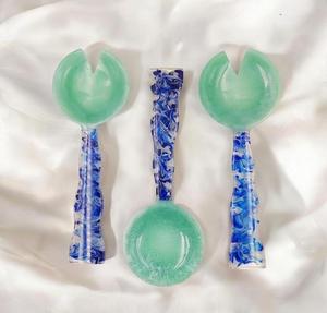 AL MALIK CRAFT Cuillère et fourchette décoratives en résine faites à la main, ustensiles de service pour salade, écologiques, élégants, compatibles lave-vaisselle et micro-ondes - Product Image 6