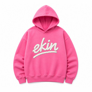 Sudadera con Capucha Extra Grande Ekin Rosa, Logotipo Bordado, Informal, Unisex, Felpa Francesa de Algodón, Ropa de Otoño - Product Image 1