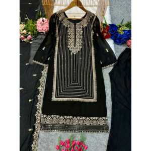 Robes de soirée élégantes Belle fête porter haut bas Dupatta - Product Image 3