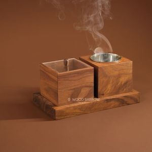 Modern Hand-Made Sandalwood Incense Burner Set With Wooden Tray And Metal Tongs Aromatic <b>Diffuser</b> For Japanese Incense Use Ware - Product Image 2
