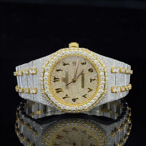 Brilliant Arabic Dial <b>Watch</b> With 41mm Dial Diameter Double Tone Design Moissanite <b>Diamond</b> <b>Watch</b> With Stainless Steel Metal Case - Product Image 6