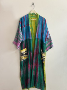 Lote al por mayor de kimonos vintage de crepé de seda teñidos a mano, estilo bohemio, para mujer - Product Image 1