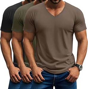 T-shirt de sport pour homme, coupe musclée, col en V, tissu biologique, motifs graphiques, vêtements de sport durables pour la gym - Product Image 2