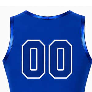 Maillot de cheerleading bleu roi sans manches, coupe courte, uniforme sportif personnalisé pour équipe, tenue athlétique de performance, vêtements d'entraînement - Product Image 6