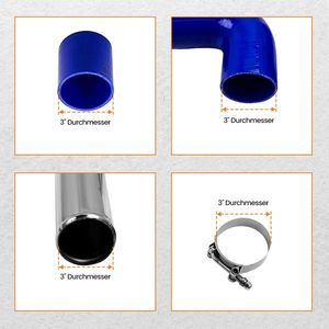 Universal 3\" Aluminum Turbo Intercooler Kit with Silicone Hose and Clamps - Product Image 4