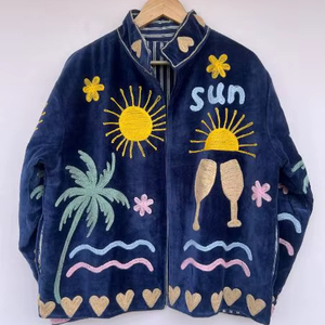 Chaqueta de Invierno Estilo Bohemio Hippie Indio de Alta Calidad para Mujer, Nuevo Patrón, Terciopelo, Bordado Suzani, Unisex - Product Image 1