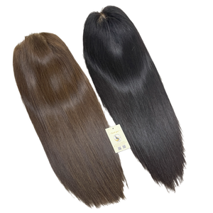 Vente en gros petits noeuds naturels droits épais extrémités noir brun brut cheveux humains suisse HD perruques avec lacet frontal - Product Image 1
