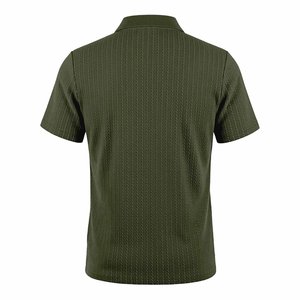 เสื้อโปโลผู้ชาย แขนสั้น สีพื้น ผ้าถักลายเคเบิ้ล ทรงปกติ คอปกพับได้ ระบายอากาศได้ดี - Product Image 6
