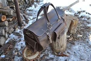 กระเป๋าหนังแท้สไตล์วินเทจสำหรับเดินทางช่วงสุดสัปดาห์สำหรับผู้ชายผู้หญิงกระเป๋าเดินทางความจุขนาดใหญ่หลายช่องกระเป๋าพกพา - Product Image 3