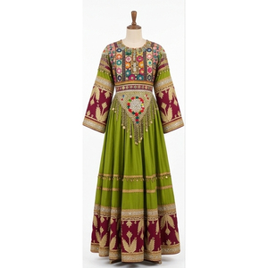 Vestido Tradicional Étnico Vintage Kuchi, Talla Grande, Largo hasta el Suelo, Manga Larga, Multicolor, Ropa de Fiesta Afgana, Vestidos Kuchi Afganos - Product Image 1