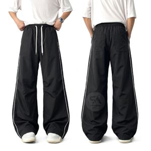 Premium <b>Men's</b> Contrast Stitch Baggy Sweatpants Relaxed Straight Leg Drawstring Casual Street Fashion <b>Lounge</b> <b>Trousers</b> - Product Image 2