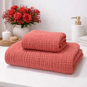 New Pink Cotton Waffle Weave <b>Bath</b> Towel Set Eco-Friendly Absorbent Soft Texture Bathroom Linen Custom Design <b>Bath</b> And Gym Towels - Product Image 1