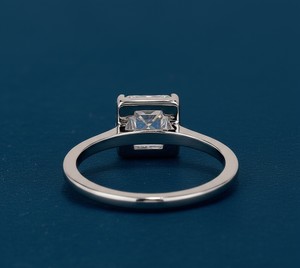 Anillo de Compromiso y Boda con Halo de Diamantes Cultivados en Laboratorio, Corte Princesa, 1.09 Quilates, Oro Blanco de 14K, Bañado en Rodio, VVS2, Certificado IGI - Product Image 4