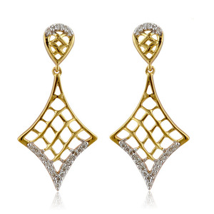 GLEAMORA ENTERPRISE OEM ODM Boucles d'oreilles pendantes plaquées or jaune 14 carats motif Arbre de Vie |   Bijoux tendance en diamants de laboratoire taille brillant - Product Image 1