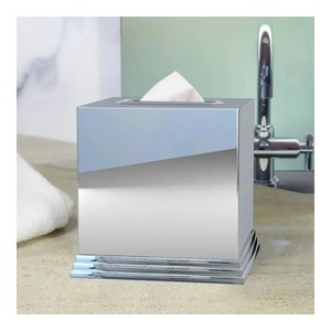 Caja de pañuelos metálica moderna, diseño cuadrado independiente, ideal para el hogar, la oficina, el baño, encimera y como soporte decorativo. - Product Image 2
