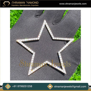 Colgantes y Dijes de Plata 925 Personalizados con Diseño Geométrico de Estrella Grande y Diamantes Cultivados en Laboratorio, Joyería Fina Hip Hop Cristiana para Fiestas - Product Image 4