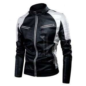 Chaqueta de Cuero para Hombre, Cuello Alto, Corte Ajustado, Invierno 2026, Diseño Personalizado, Parte Delantera Impermeable, Cuero y Lona Auténticos - Product Image 1