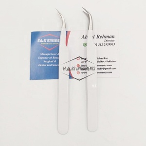 Puntas de fibra blanca Pinzas para pestañas Etiqueta privada Empuñaduras de diamante personalizadas Pinzas para pestañas con punta de fibra de volumen recto - Product Image 1