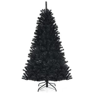 Black Artificial Christmas <b>Tree</b> with Purple LED <b>Lights</b> for Halloween Decorations - Product Image 1