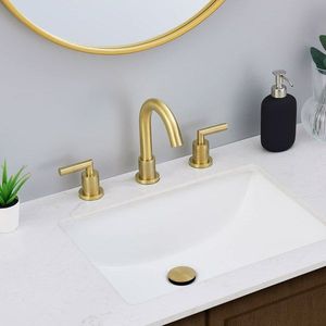 Rubinetto da Bagno Dorato a 2 Maniglie da 8 Pollici in Acciaio Inossidabile, Miscelatore a 3 Fori con Scarico a Scomparsa per Lavabo - Product Image 3