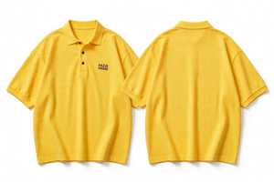 Polo à manches courtes surdimensionné jaune pour homme Pada Prime, boutonné, décontracté, avec logo imprimé sur la poitrine, 100 % coton, 220 grammes - Product Image 3