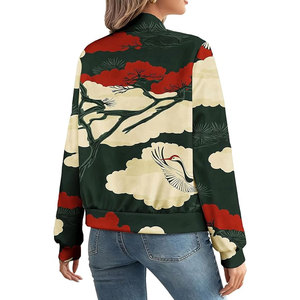 <b>Womens</b> Sheep Skin Bomber Jacket Long Sleeve Lightweight <b>Windbreaker</b> Outwear Top <b>for</b> Casual Everyday Winter Fashion - Product Image 3