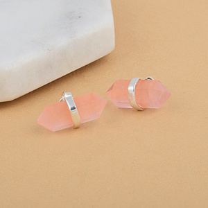 Natural Rose Quartz Double Point Crystal <b>Stud</b> Earrings <b>Sterling</b> <b>Silver</b> Healing Gemstone Earrings for Women - Product Image 6