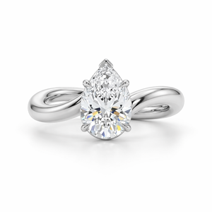 Bague de fiançailles en or pur 14 carats avec diamant poire de 2 carats cultivé en laboratoire, bague solitaire minimaliste, bague de promesse délicate, cadeau d'anniversaire - Product Image 4