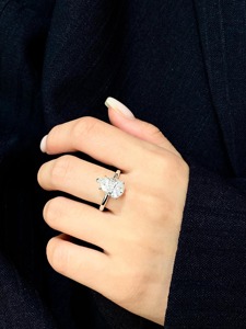 แหวนเพชรทรงลูกแพร์ 3 กะรัต เพชรสร้างในห้องปฏิบัติการ ดีไซน์วงแหวนซ่อนรอบเพชร ทองคำขาว 14K แหวนหมั้นเพชรเม็ดเดี่ยว เครื่องประดับเจ้าสาวสุดหรู ของขวัญ - Product Image 6