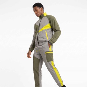 OEM Custom LOGO Embroidery Two Piece Zip up <b>Jacket</b> Long Set with <b>Reflective</b> Polyester Windbreaker Tracksuits for Men - Product Image 5