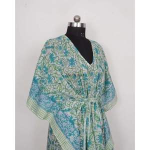 ชุดนอนมินิเดรสลายดอกไม้ดิจิทัลสไตล์เกาหลีสำหรับผู้หญิง สวมใส่สบาย เหมาะสำหรับใส่ไปชายหาด ชุดคลุมอาบน้ำ คาฟตัน ดีไซน์หรูหรา วินเทจ แท้ 100% - Product Image 4