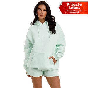 Ensemble de shorts et sweats à capuche pour femmes, personnalisables, prêts pour FBA, tenues deux pièces, vente en gros, prêts à être expédiés - Product Image 1