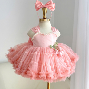 Robe de soirée princesse florale pour filles 181, en tulle doux, avec col perlé et détail taille tulipe, personnalisable, vente en gros - Product Image 1