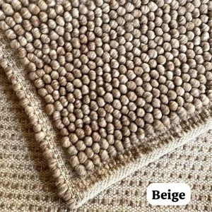 Tapis artisanal tissé à la main en laine avec bordure en boucle, antidérapant, adapté aux animaux domestiques, style scandinave, couleur unie, poils moyens, pour usage domestique - Product Image 2