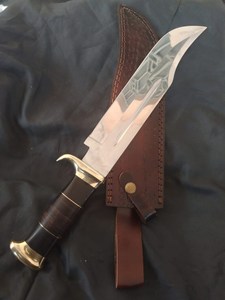Couteau de chasse Bowie à lame fixe en acier inoxydable de haute qualité A&M Enterprises avec manche en bois Micarta, personnalisable OEM - Product Image 4