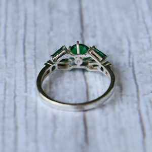 Handmade Art Deco <b>Emerald</b> <b>Ring</b> 925 Sterling <b>Silver</b> May Birthstone Vintage Style Fine Jewelry Gift For Women - Product Image 2