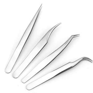 DANTRIC IMPLANTS Juego de Pinzas para Pestañas de Acero Inoxidable Duradero y Preciso, Punta Suave, Kit de 4 Piezas - Product Image 2