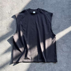 Camiseta sin mangas de punto de alta calidad para hombre, transpirable, con estampado serigrafiado, cuello grueso, lavado ácido, sin mangas, V-14 - Product Image 4