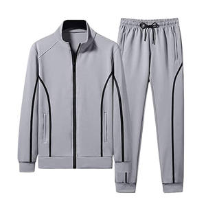 Conjunto Deportivo Rojo para Hombre, Manga Larga, Cuello Alto, Cierre de Cremallera Frontal, Color Sólido, Estilo Deportivo con Bolsillos Laterales, Ropa de Otoño - Product Image 2