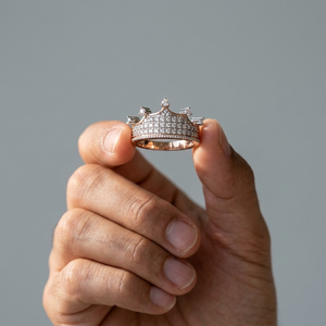 14Kt Solid Gold Lab Grown Diamond 0.55ct Round Brilliant Cut <b>Crown</b> Unisex Engagement Wedding Gift Luxury <b>Ring</b> - Product Image 2