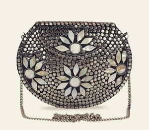 Pochette en alliage de zinc plaqué argent avec motif feuille, design artisanal en métal, forme rectangulaire, décoration de mariage, cadeau - Product Image 5