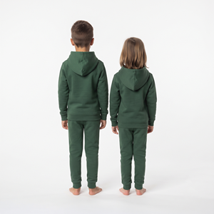 Conjunto Deportivo Informal de Algodón para Niños, Sudadera con Capucha de Forro Polar y Pantalones Deportivos, Ropa Infantil Personalizada, Color Verde Sólido - Product Image 6