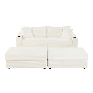 โซฟาห้องนั่งเล่นแสนสบายพร้อมหมอนอิง 2 ใบ และโซฟาแบบมีที่วางเท้า - Product Image 6