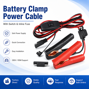 Cavo <span class=keywords><strong>Batteria</strong></span> con Clip a Coccodrillo SAE a 2 Pin, Interruttore On/Off, Protezione da Sovraccarico con Fusibile, Resistente all'Abrasione, Classificato 50A - Product Image 1