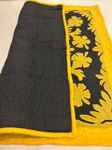 New Arrival 2026 Designer Handmade Black And <b>Yellow</b> Classy And Trendy Style 100% Cotton Material Hawaiian Quilts For Home's - Product Image 1