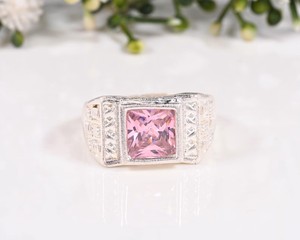 Bague en zircon rose en argent sterling 925 – Bague de fiançailles et de mode pour femme avec pierre précieuse facettée |   Fabrication de bijoux en gros - Product Image 1